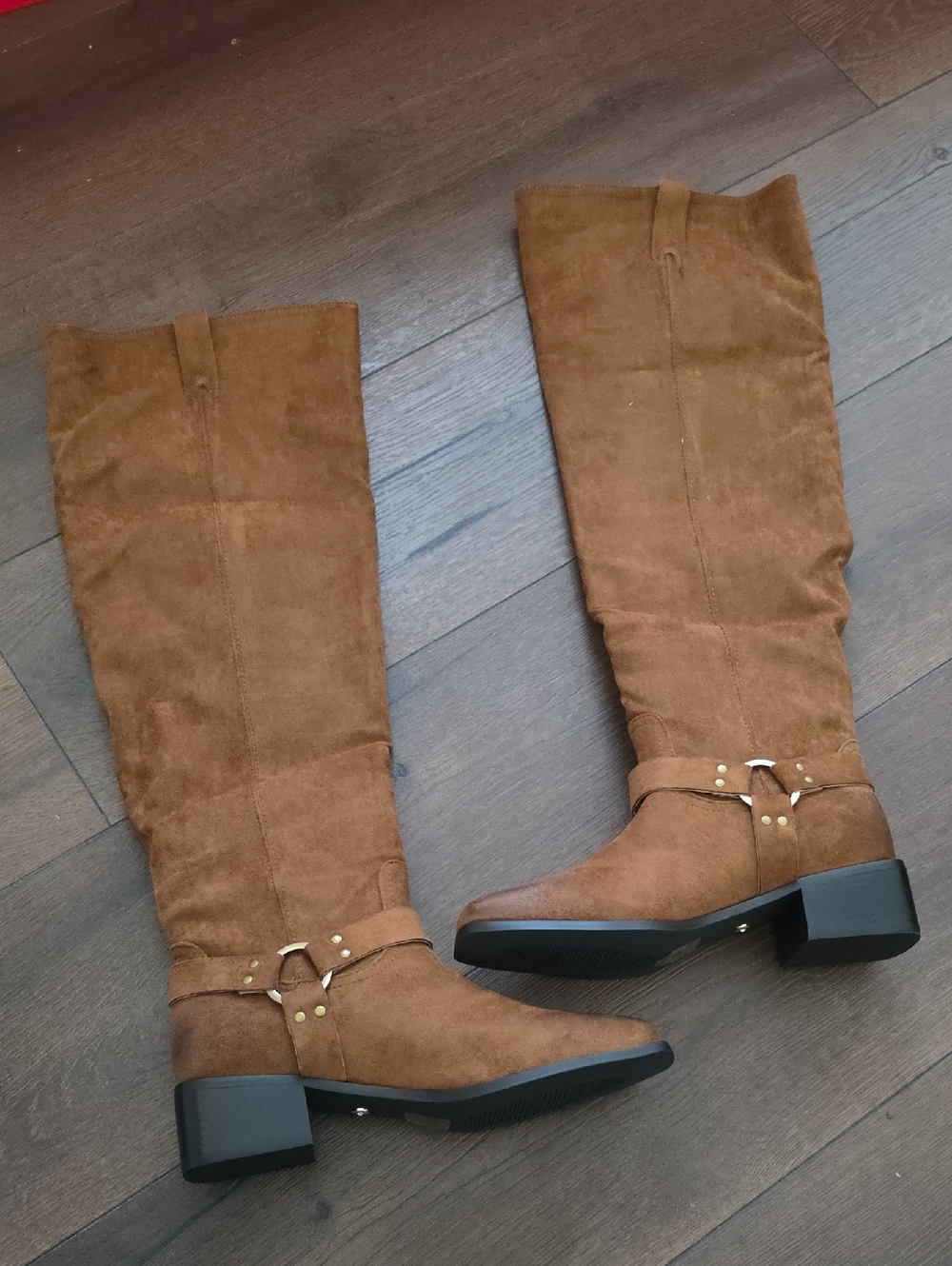 Azalea Wang AkiraCowboy Women's Tall‎ Suede Riding Boots - Brown